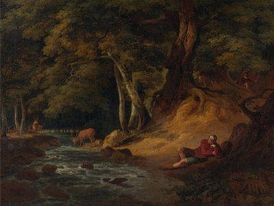 Jacques und der verwundete Hirsch: Wie es euch gefällt, Akt II, Szene I von William Hodges